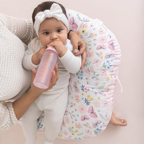 Image of haus & kinder Baby Feeding Pillow for New Born Baby, Breastfeeding & Nursing Pillow with Removable Cover, Infant Support Cushion for 0-24 Months, Tummy Time Pillow (Butterfly Garden)