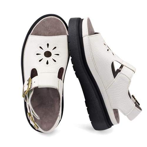 Image of Platform Sandals for Women Chunky Ankle Buckle Casual Open Toe Comfortable Flower Decoration Fisherman Sandals