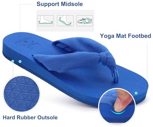 Image of KuaiLu Flip Flops for Women with Arch Support Summer Beach Thong Sandals | Comfortable Yoga Mat Walking Shoes Cushion Slip On Casual Outfits Indoor Outdoor