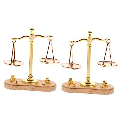 NUOBESTY 2 Set Mini Balans Miniatyr Dockhus Vintage Tillbehör Miniatyr Miniatyr Balans Våg Retro Balans Retro Metall Balans Våg Gammal Traditionell Guldsmed Vikt Hushåll