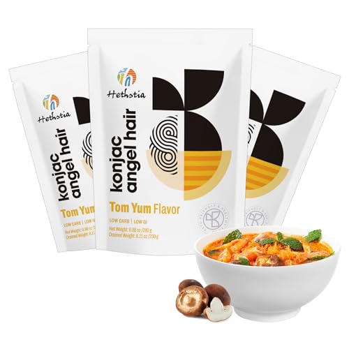 Image of Hethstia Shirataki Noodle Angel Hair Konjac Noodle Instant Tom Yum Ramen Soup Low Carb Miracle Noodles Ready to Eat Aisa Ramen Tom Yum Soup Low GI, Healthy Food, 59.28 Oz Holiday Gifts (6 Packs)