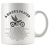 Panvola Biker's Prayer Motorcycle Gifts Rider Biker Motorcyclist Dad Husband Brother Boyfriend Inspirational Novelty Drinkware Ceramic Mug 11 oz White