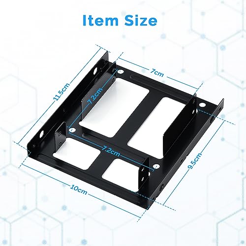 Image of ELUTENG 2.5 inch to 3.5 inch Hard Drive Adapter 2Pcs Double HDD SSD Mounting Stand | Double-Deck HDD SSD Mounting Rack, Metal HDD SSD Holder with Mounting Screws, Internal Hard Drive Bay Mounting Bracket for PC
