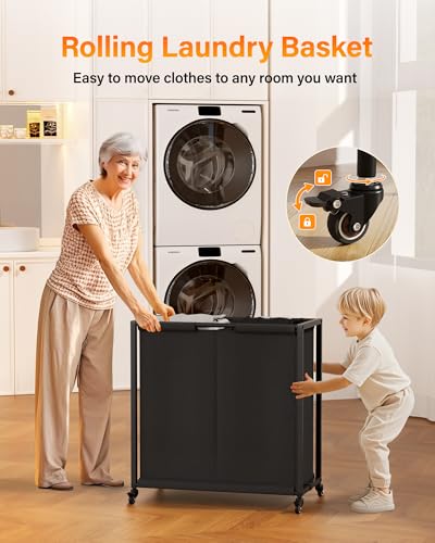 SAKSUN Laundry Sorter 4 Section: Laundry Hamper Basket with Shelf and Wheels - Rolling Laundry Basket Organizer with Drawers and Pull-Out Cart - Clothes Hamper for Laundry Room Bathroom Bedroom - Thumbnail 5