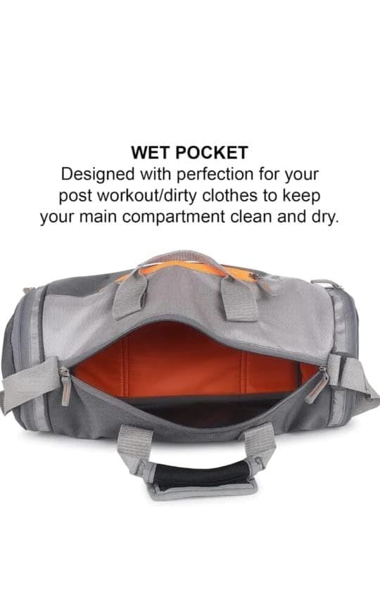 Image of Image of AniSom Multipurpose Gym Duffel Bag with Wet Pocket and Adjustable Strap for Men and Women Travel Sports Workout Bag (Grey)