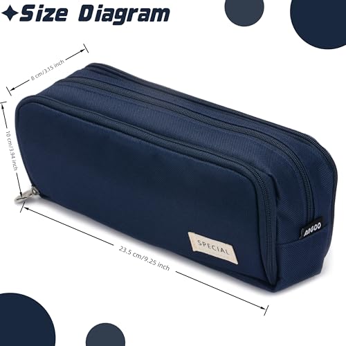 Image of Large Capacity Special Aesthetic Pencil Case Organizer with 3 Compartments, Big Preppy School Pencil Pouch Bag for Girls Women Adults, Pencil Holder Pen Pouch Cases (navy blue)