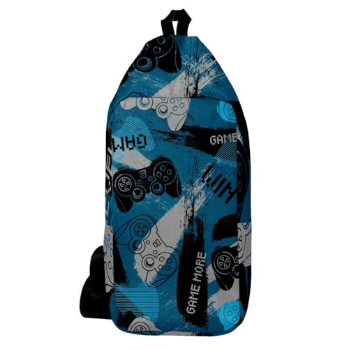 Sac à dos bandoulière multicolore avec imprimé joystick bleu