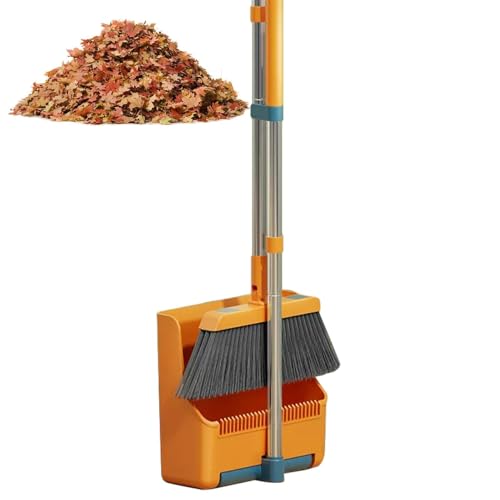 Juego de Peine para Escoba y recogedor,Recogedor con Mango Ajustable Juego Combinado de Escoba giratoria de 180 Grados | Kit de Vertical portátil para vestíbulo, jardín, Garaje, Dormitorio