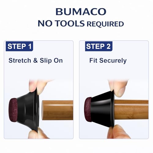 Image of BUMACO Chair Leg Floor Protectors for Hardwood Floors Anti-Scratch 20 Pack | Silicone Furniture Cups Reduce Noise Felt Pads Covers to Protect Floors Easy to Remove Black Universal XS (Fit: 8 /16 inch-15 /16 inch)