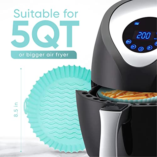 Image of Silicone Air Fryer Liners, 2Pcs 8.5 inch Reusable Non-Stick Air Fryer Basket Oven Accessories