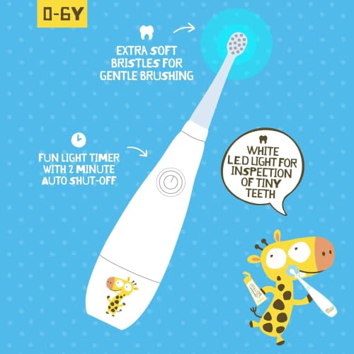 Image of Jack N' Jill Tickle Tooth Sonic Electric Toothbrush Replacement, Set of 2 | Gentle Cleaning, Made for Tiny Teeth, LED Inspection Light, Extra Soft Bristles, For Babies & Kids