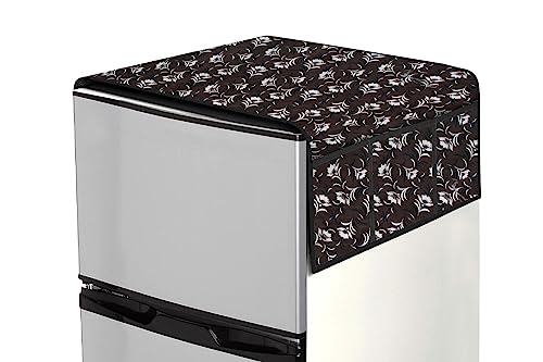 Image of Stylista Refridgerator top Cover Suitable for Samsung RS76CG8003S9HL, 653 Liter Fridge, Dimension (WXD) 71x141 CM, Floral Pattern Dark Brown