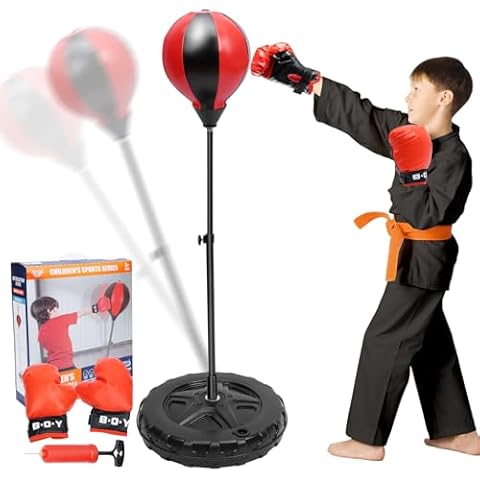 COUOMOXA Adjustable Punching Bag for Kids : with Gloves for 3 4 5 6 7 8-14 Year Olds - Indoor & Outdoor Boxing Training Set - Ideal Home Exercise Equipment - for Boys & Girls Cover