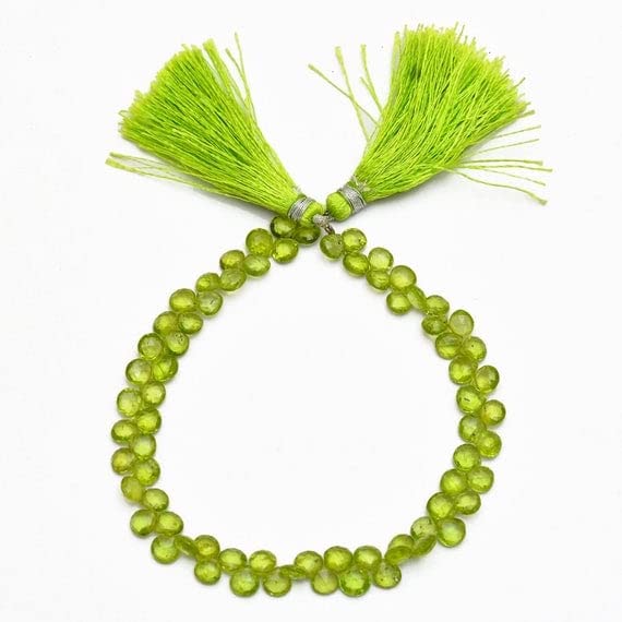 Peridot Heart Briolette 6mm, perles en cœur pour offrir un bijou unique - 2