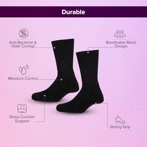 Image of Q DEVICES Diabetic Neuropathy Socks for Men & Women | Non-Binding Bamboo Socks for Swollen Feet & Leg Circulation | Premium Moisture-Wicking, Seamless Cushion Soft Foot Care Socks