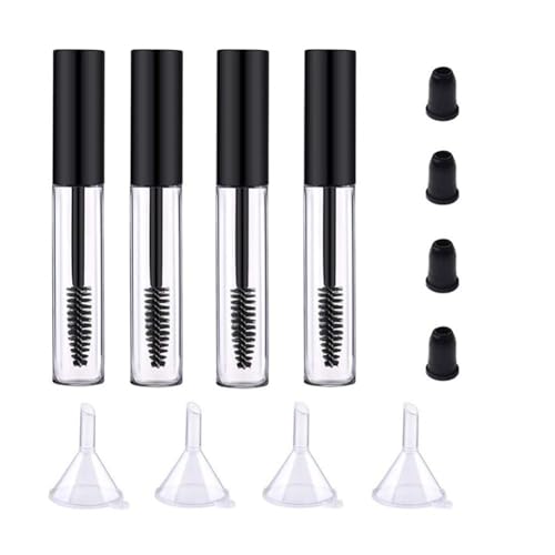 LJJCSFF 4 Pcs 10ml Empty Mascara Tubes Refillable Eyelash Serum Bottle Eyebrow Brush Tube Eyelash Cream Container Bottle With Mini Funnel