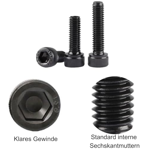 ORTAVA 50 Stück Zylinderschrauben mit Innensechskant, M3x16 Innensechskant Schrauben Vollgewinde DIN 912 / ISO 4762 Legierter Stahl (Schwarz)