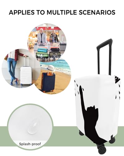 Travel Luggage Cover Medium Suitcase Cover Fit for 22-25 Inch Luggage Luggage Protector Suitcase Cover Scratchproof Fun Cat Shower Water Drops Black White Luggage Cover Protector for Suitcase4