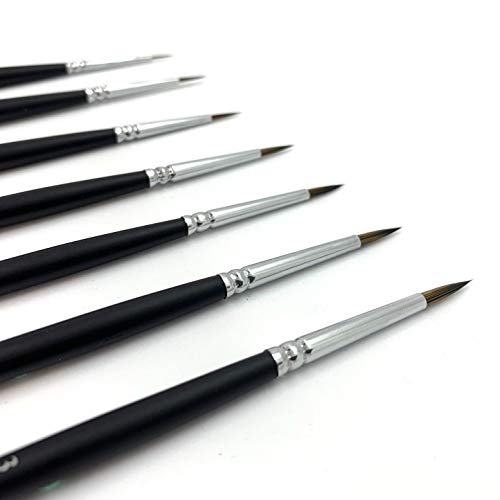 Xdt#725 Round Tip Liner Highliner Artist Paint Art Brush 7Pc Model Nail Acrylic Watercolor #00000 #000 #00 #0 #1 #2 #3 #TOP2