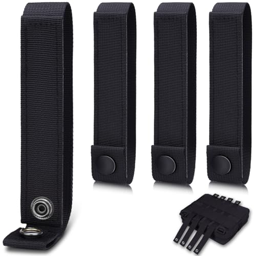ManTangSun 6 Inch Molle Straps with Snaps 4 Pack Nylon Molle Webbing Straps Tactical Strap Connectors for Backpack and Outdoor Bag - Black
