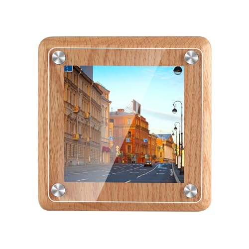 EssOAKence Solid OAK Wood Picture Frame, 5x5 Inch, Burlywood, Small Square Frame for Photos, Art, and Prints(Burlywood, 5