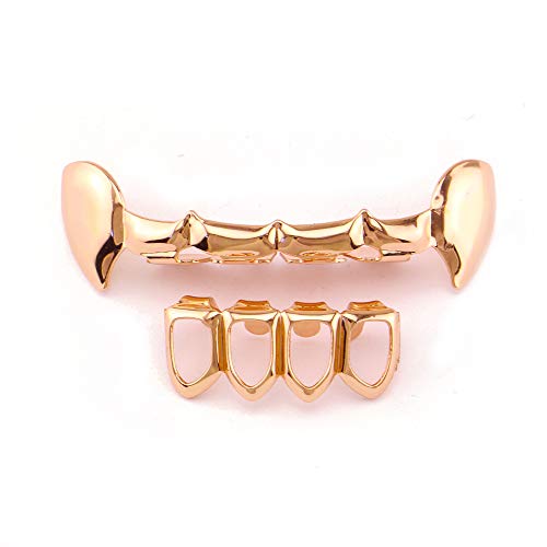 18K Gold Plated Grillz Vampire Fangs Grill Top & Bottom Hip Hop Mouth Teeth Caps4