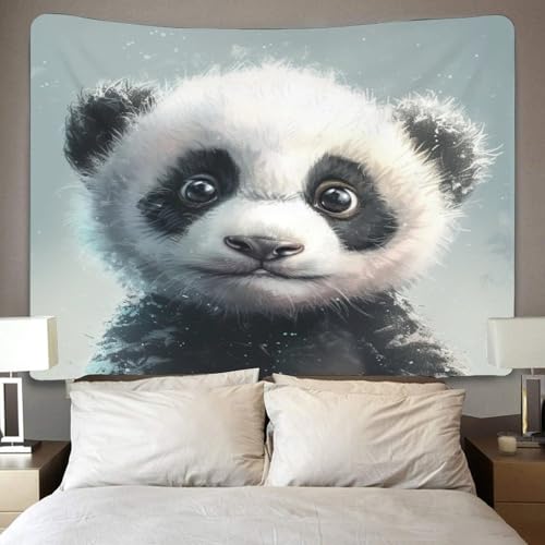 Couverture murale panda 3D KAYZTGSDA 180x230 en polyester doux - 4