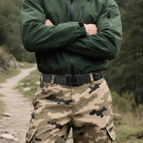 1pc Outdoor Camouflage Tactical Belt Cloth Mountaineering Wide Plastic Buckle Work Belt2