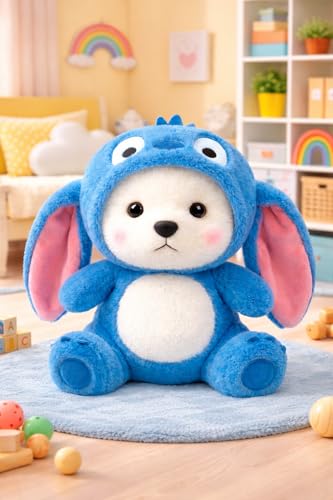 Image of ZEXSAZONE Hoodie Bear Teddy Plush Toy | Soft Stuffed Animal with Removable Cap & Long Ears for Birthdays & Special Occasions | for Boys, Girls & Kids | Navy Blue | 30 cm