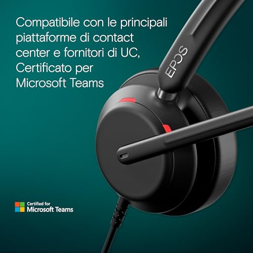 Epos Impact 730T Cuffie Mono USB-C E USB-A Con Cavo Per Pc, Microfono Noise-Cancelling, Certificato Teams, Controlli In-Line, Vestibilità Confortevole, Ottime Per Ufficio, Lavoro Remoto E Ibrido - 4