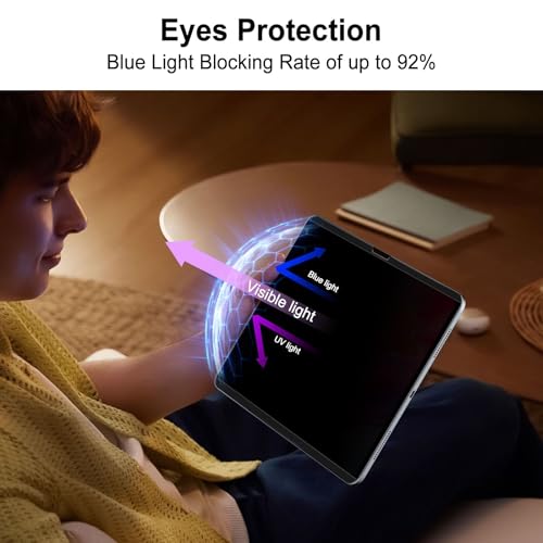 Image of Magnetic 4 Way Privacy Screen for iPad 10.2 Inch (2021 /2020 /2019, 9 /8 /7Gen) | Snap On Installation, Removable Anti Blue Light Glare Anti Fingerprint Screen Protector Privacy Filter