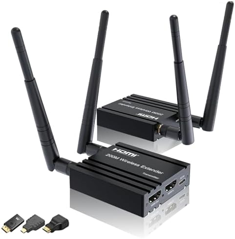 Wireless HDMI Transmitter and Receiver 4k decoding, One Transmitter and One Receivers, Long Range Wireless Transmission 656FT/200M,Plug-Play, 2.4/5.8G for PC/Laptop/TV to Monitor/Projector/HDTV