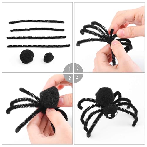 Image of Caydo 200 Pieces Black Pipe Cleaners Craft for DIY | Creative Art and Craft Project, Chenille Stems Bulk for Dreadlocks Making and Home Decoration (12 Inch x 6 mm)