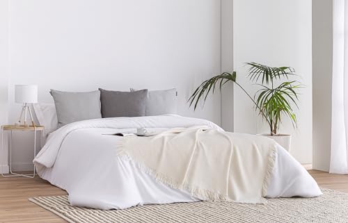 Miniatura 7 de Todocama - Colcha Multiusos Sofa, Manta Foulard, Plaid Para Cama, Cubresofa Cubrecama, Jarapas, Fabricado En España, Espiga. 230x260cm, Crema .
