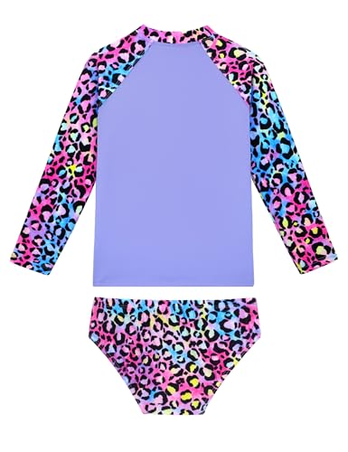 Image of Girls Swimsuit Long Sleeve Rush Guard Bathing Suit Swimwear with Bikini Bottom Sun Protection