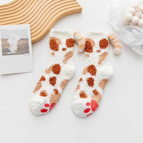 Image of Benefeet Sox Women Fuzzy Socks Funny Cat Gifts Cozy Soft Fluffy Winter Warm Sleeping Cute Animal Slipper Socks for Cat Lover