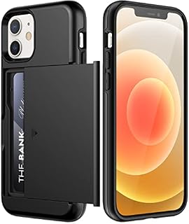 JETech Wallet Case for iPhone 12/12 Pro 6.1-Inch with Card Holder, Dual Layer Shockproof Protective Phone Cover, Sliding Hidden Slot (Black)