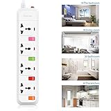 MS ASDF26 UK to USA Travel Extension Lead 4 Way Power Strip Universal Socket Plug With 1.8M Power Cord-White - Image 5