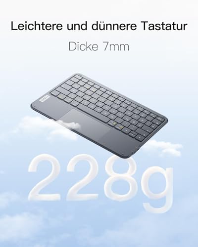 Inateck Tablet Tastatur mit Touchpad, Ultraleichte Tastatur Kabellose QWERTZ Deutsch mit Trackpad, kompatibel mit iPad/Tablet/Windows/Laptop/PC,KB01105 3