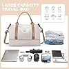 HPLQQ Sac de Voyage Femme, Bagage Cabine 45x36x20 Easyjet, Imperméable Sac fourre-Tout de Sport pour Week-End pour Travel Gym Danse avec Compartiment Chaussures,B10-beige Marron #3