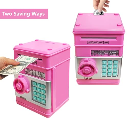 Brekya Mini caixa eletrônico cofrinho de segurança, melhor presente para crianças, cofrinho com códi