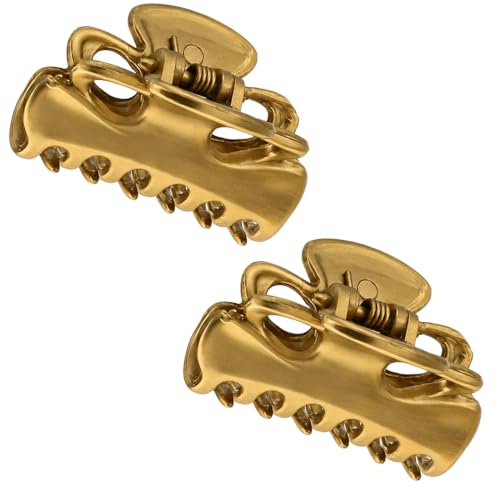 Camila Paris CP2921/2 French Hair Clip for Women, Set of 2 Small 1 inch Gold Girls Hair Claw Clip Jaw Fashion Durable Styling Hair Accessories for Women, Ladies Strong Hold Grip Clamp, Made in France