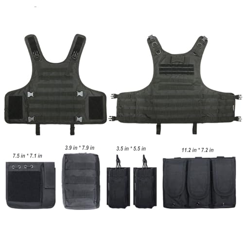 Tactical Vest for Men, Airsoft Vest, Black Molle Vest and Cap Protective Equipment, Tactical Airsoft Gear - Image 4