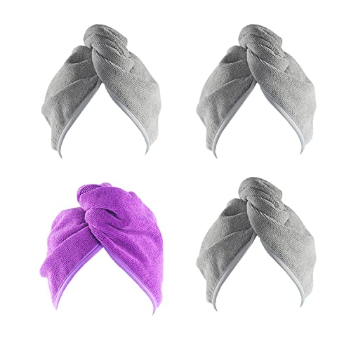 Youlertex Microfiber Hair Towel Wrap For Women, 4 Pack 10 Inch X 26 Inch, Super Absorbent Quick Dry Hair Turban For Drying Curly, Long, Thick Hair #TOP26