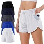 AKKQHH Running Shorts Womens High Waisted Gym Shorts with Pocket Breathable Quick Dry Sports Cycling Workout Activewear Black