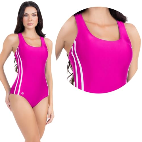 Body Maiô Feminino Moda Praia Natação Poliamida Premium Liso (BR, Alfa, G, Regular, Rosa)