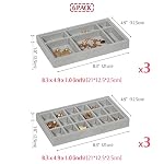 DIOMMELL 6 Pack Stackable Velvet Jewelry Trays Organizer, Jewelry Storage Box Display Trays Showcase Holder Closet Dresser Drawer Organizer for Earring Necklace Bracelet Ring Accessary, Grey - Image 2