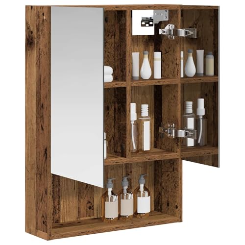 vidaXL Armoire avec miroir de salle de bain en bois vieilli 50 x 14,5 x 70 cm