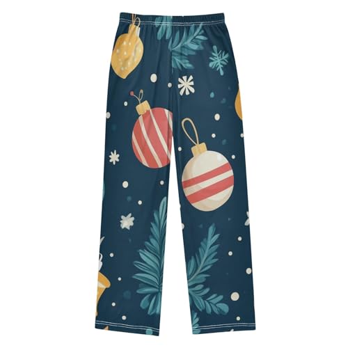 Christmas Ball Snowflake Boys Long Pants Soft Trousers Elastic Waist Kids Lounge Bottoms with Pockets S-XL2