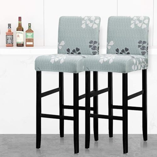 Image of Lellen Bar Stool Chair Covers Set of 2,Jacquard Bar Stool Cover Barstool Covers Slipcovers Stretch Bar Stool Covers with Backs Bar Stool Protector Covers for Kitchen Dining Room Counter Island